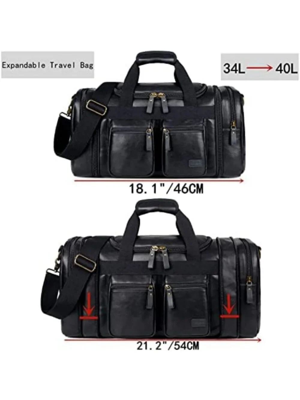 Vegan Leather Weekender Duffel Bag - Stylish Travel Carry-On for Men & Women
